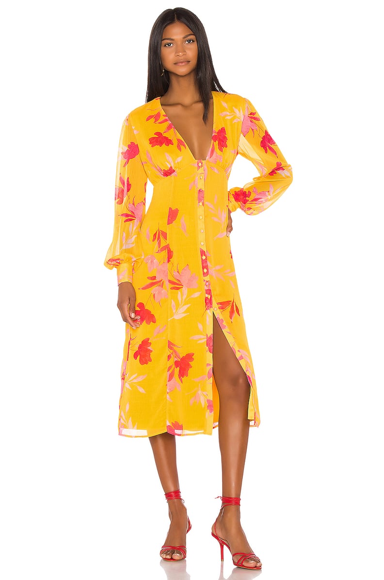 Song of Style Kofi Midi Dress in Yellow Floral from Revolve.com