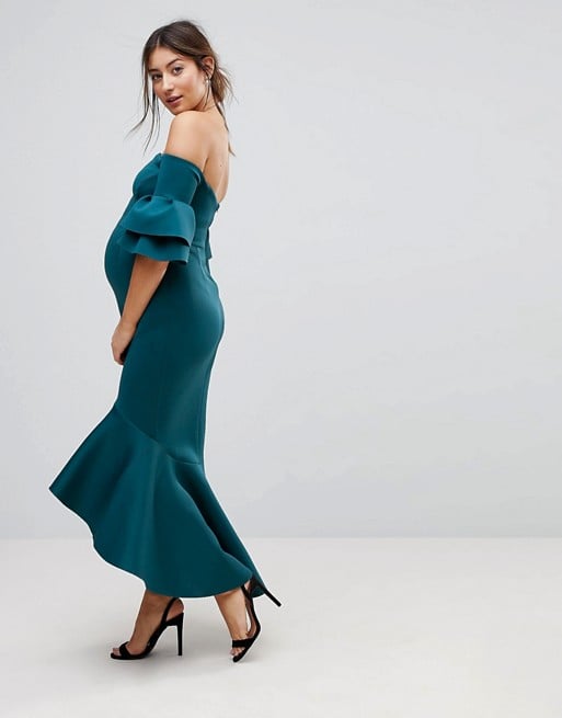 ASOS Maternity Bardot Premium Bodycon Pephem Midi Dress 25