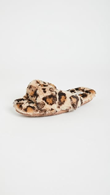 Madewell Crisscross Furry Leopard Slippers
