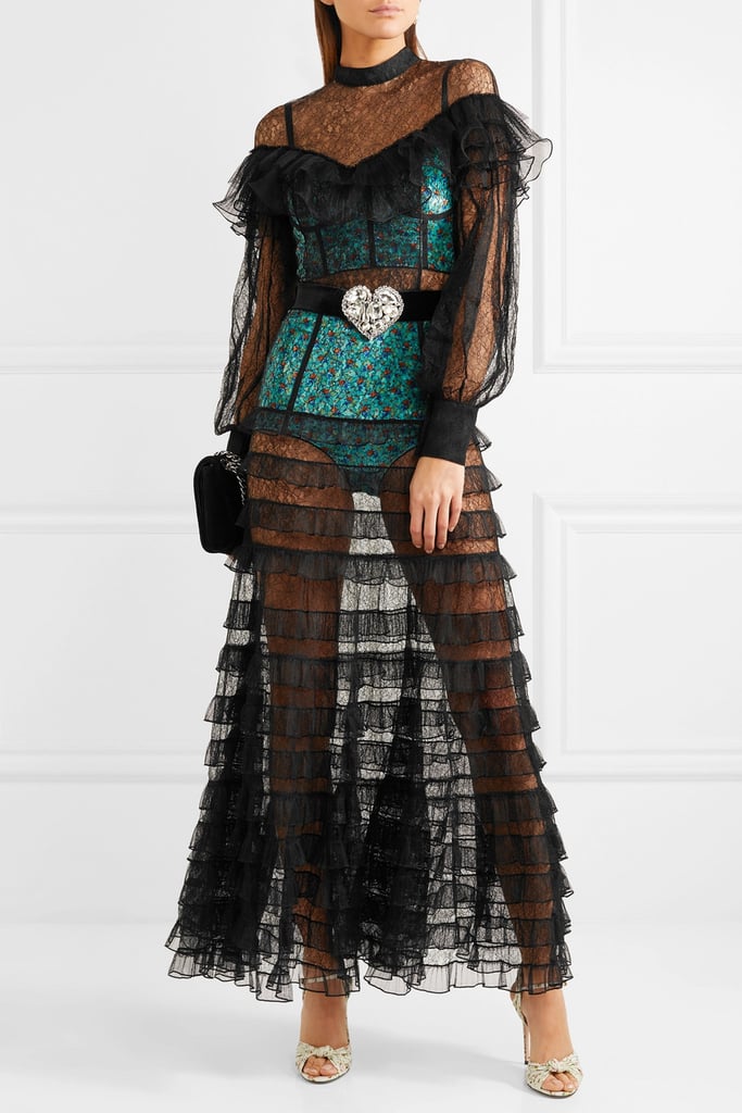 Alessandra Rich Ruffled Tiered Lace Gown