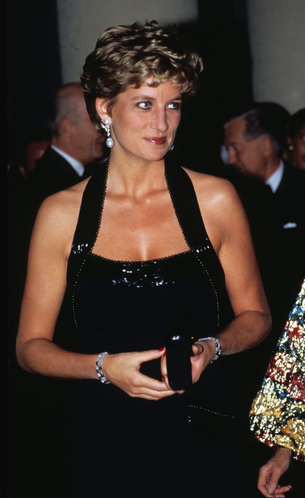 The royal stunned during a charity dinner at the Palace of Versailles in France in November 1994.
