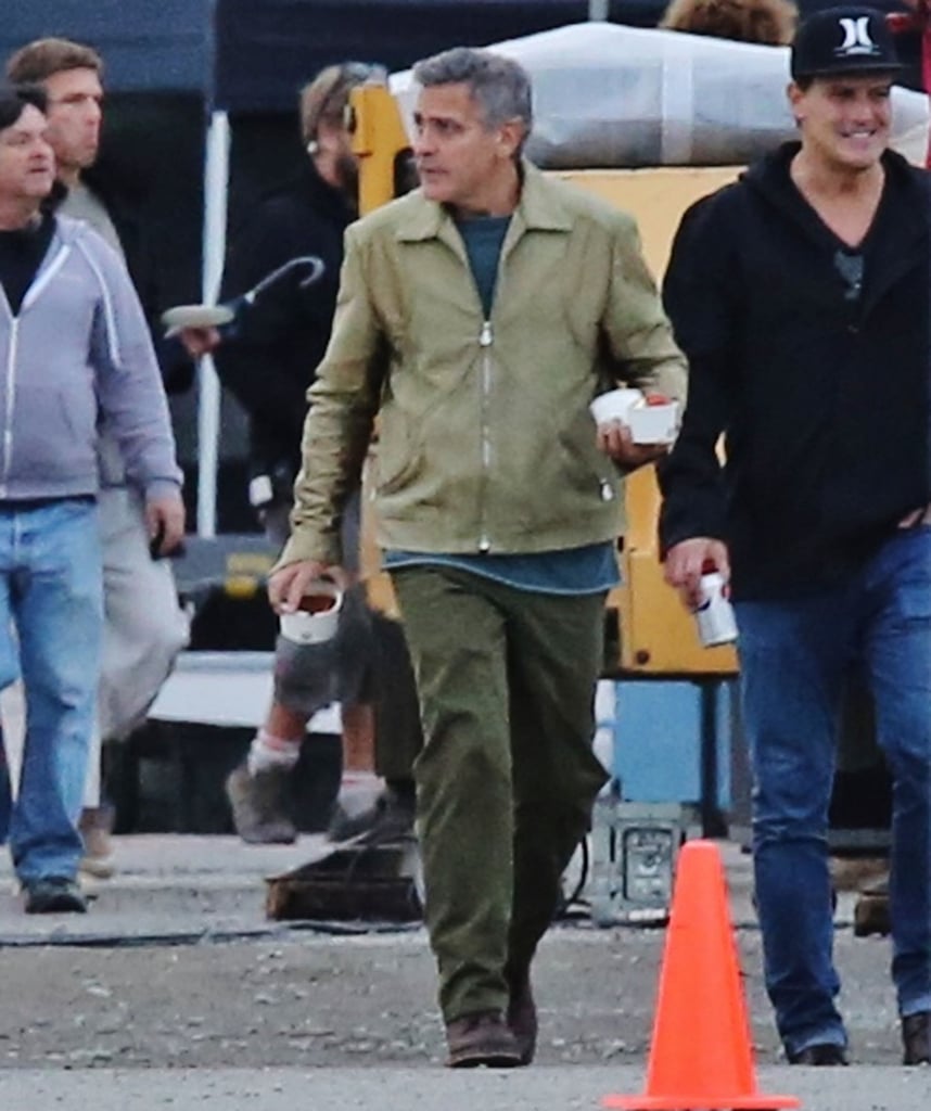 As his new wife Amal Alamuddin got back to work, George Clooney returned to the set of Tomorrowland in Vancouver on Thursday.