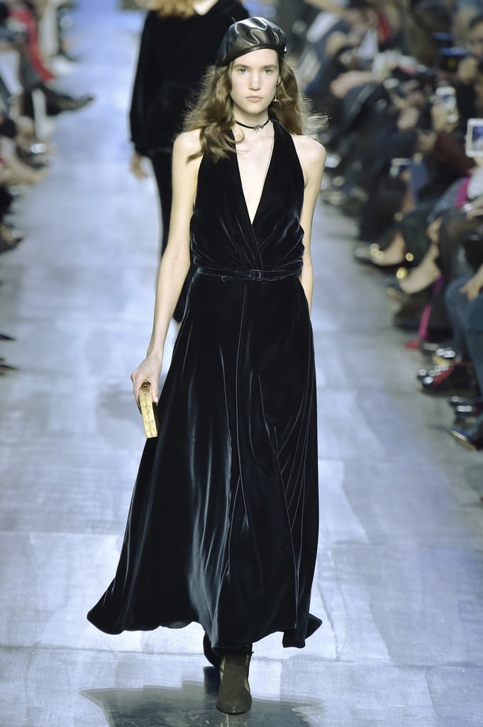 We'd place Anne in this velvet halter-style dress from the Fall 2017 show.