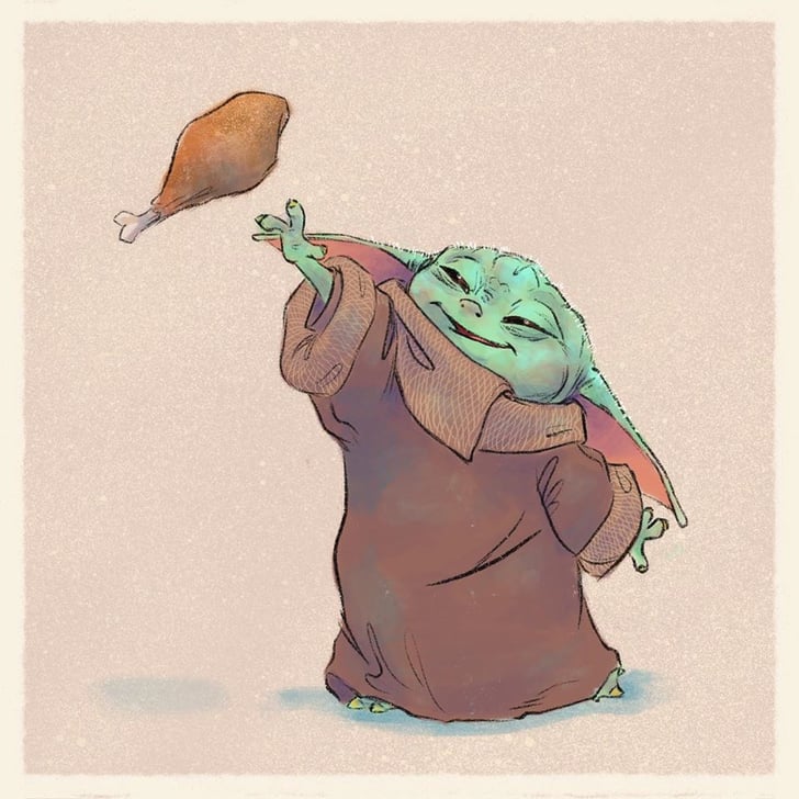 Baby Yoda Eating a Turkey Leg | Illustrations of Baby Yoda Eating ...