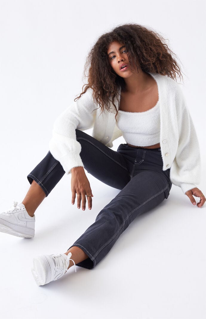 fuzzy cardigan set