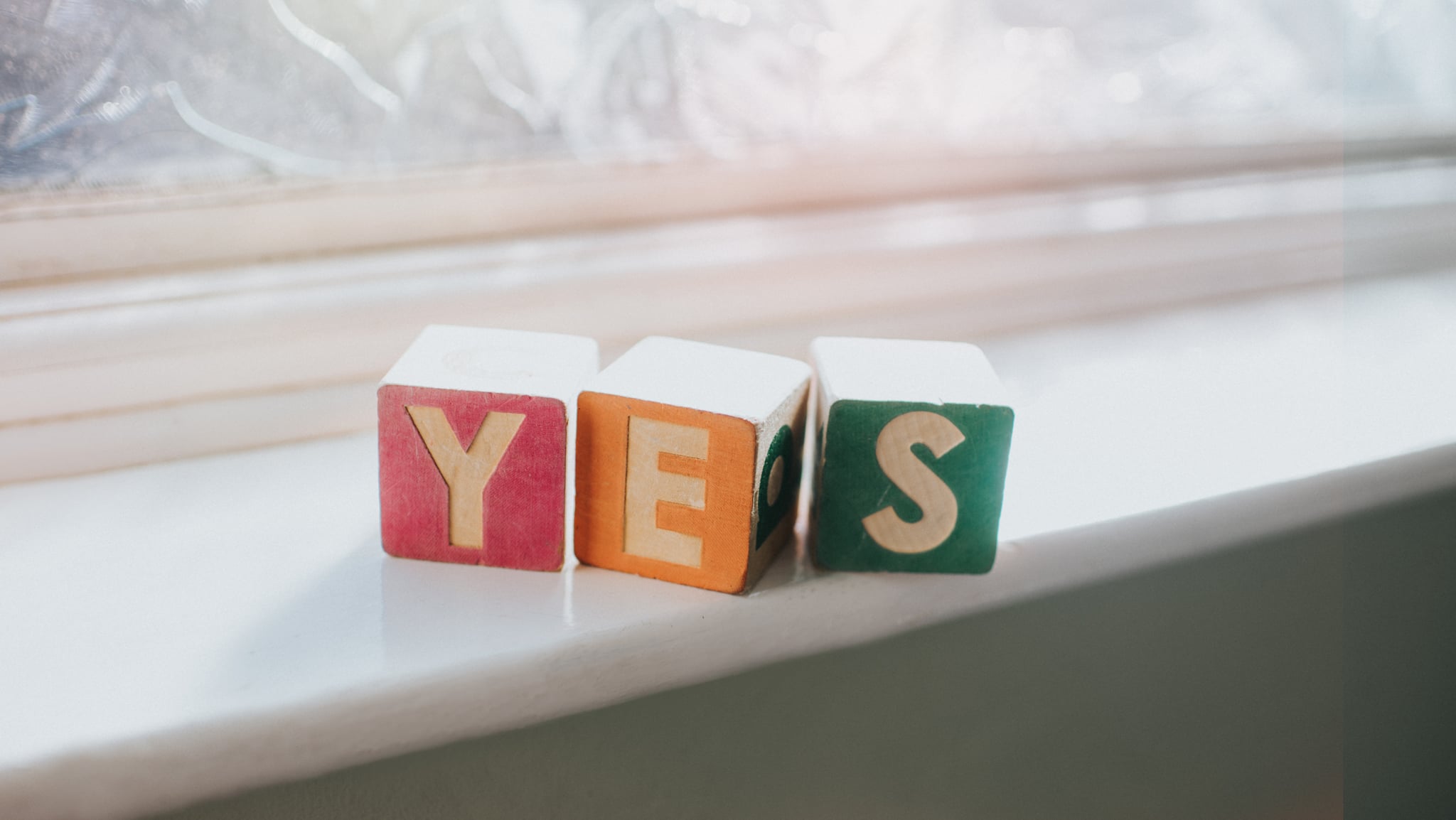 'Yes' spelt out in blocks