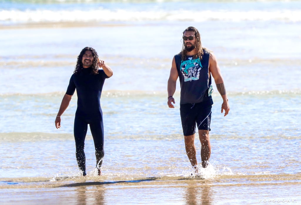 Jason Momoa on the Beach in Queensland July 2017