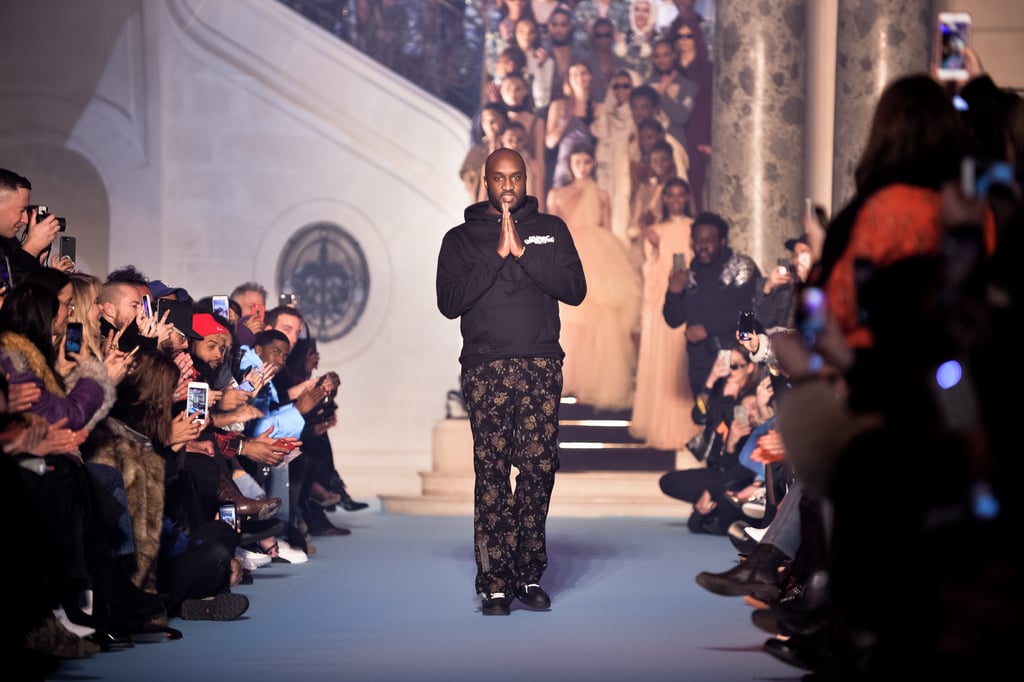 Virgil Abloh walks the runway during his Fall 2018 Off-White show.