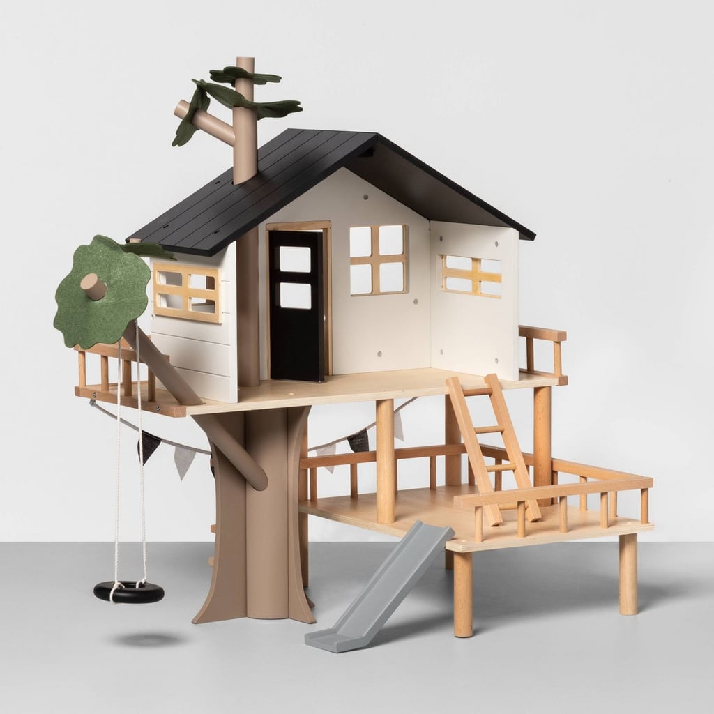 A look inside the two-level toy treehouse.