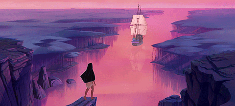 When Pocahontas says goodbye to John Smith forever.