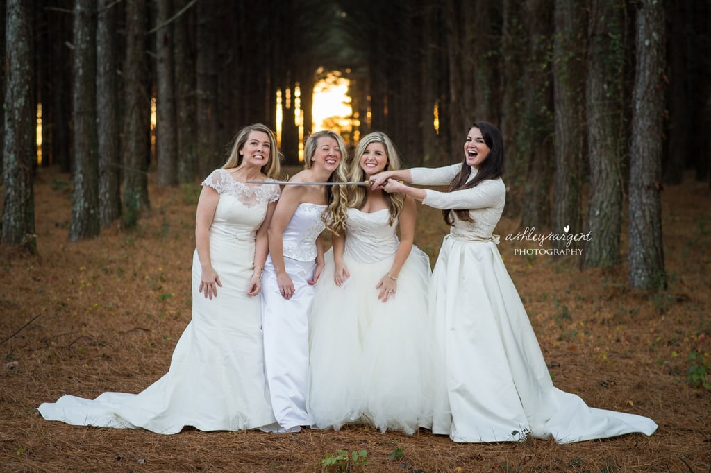 Sisters Wear Their Old Wedding Dresses For Photo