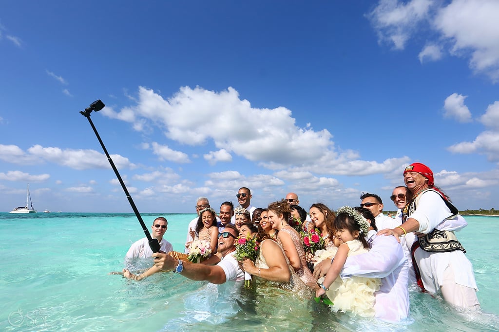 Wedding on a Sandbar in Caribbean Sea