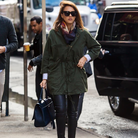 Jessica Alba Adds Pop of Color to Outfit October 2015