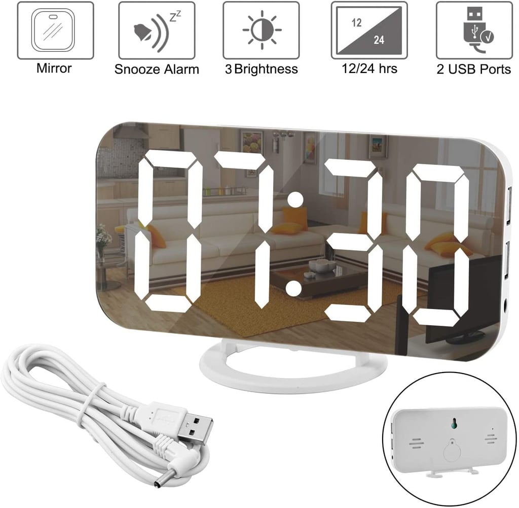 Digital LED Alarm Clock With USB Ports