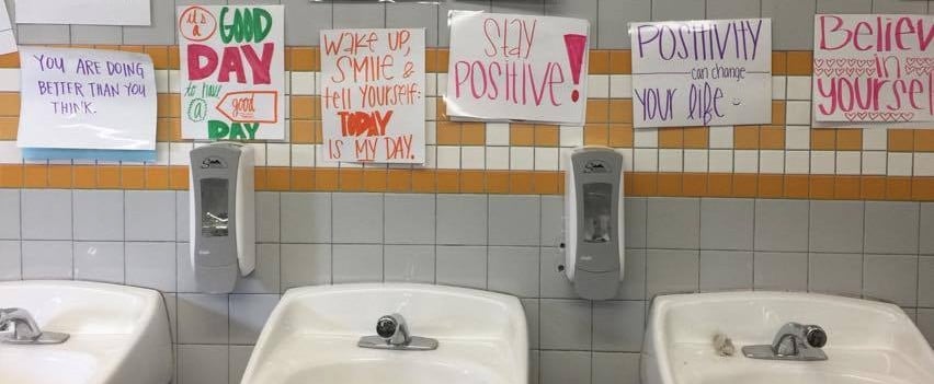 School Replaces Girls' Bathroom Mirrors With Positive Signs