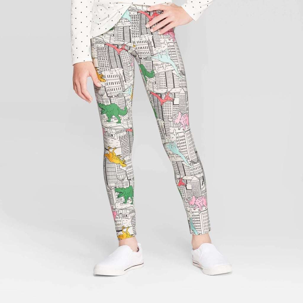 Cat & Jack Cream ​Girls' Dinosaur Print Leggings