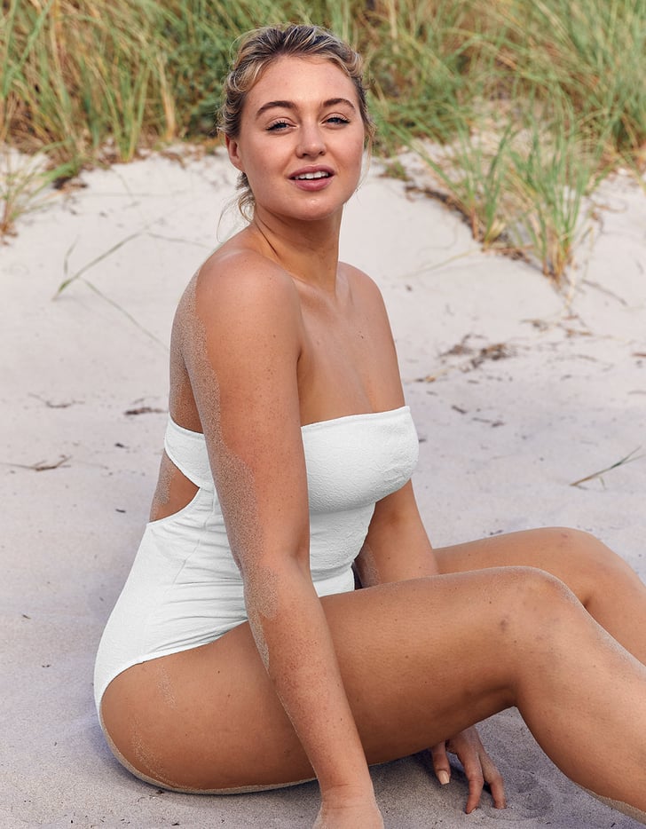 Aerie Jacquard Bandeau One Piece Swimsuit Margot Robbie White Swimsuit In Cannes 2019