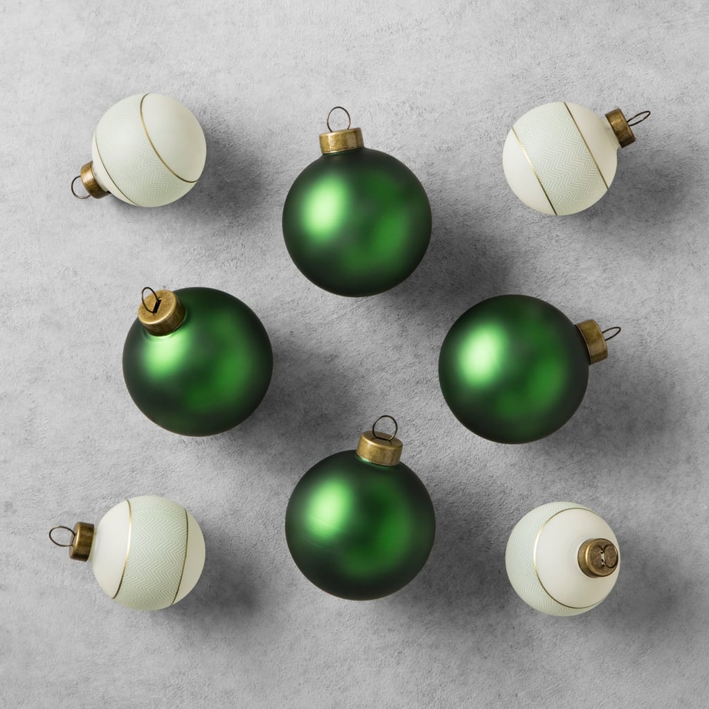 Hearth & Hand With Magnolia 8-Piece Green and Herringbone Ornament Set