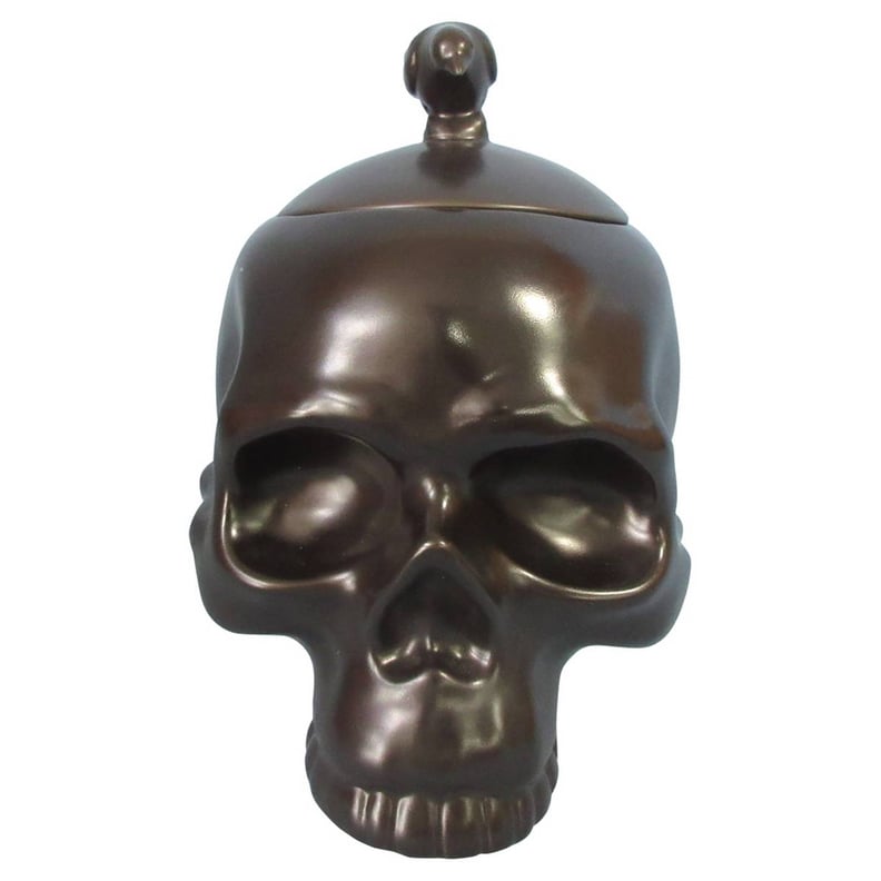 Hyde and Eek! Boutique Halloween Skull Candy Jar With Raven Handle
