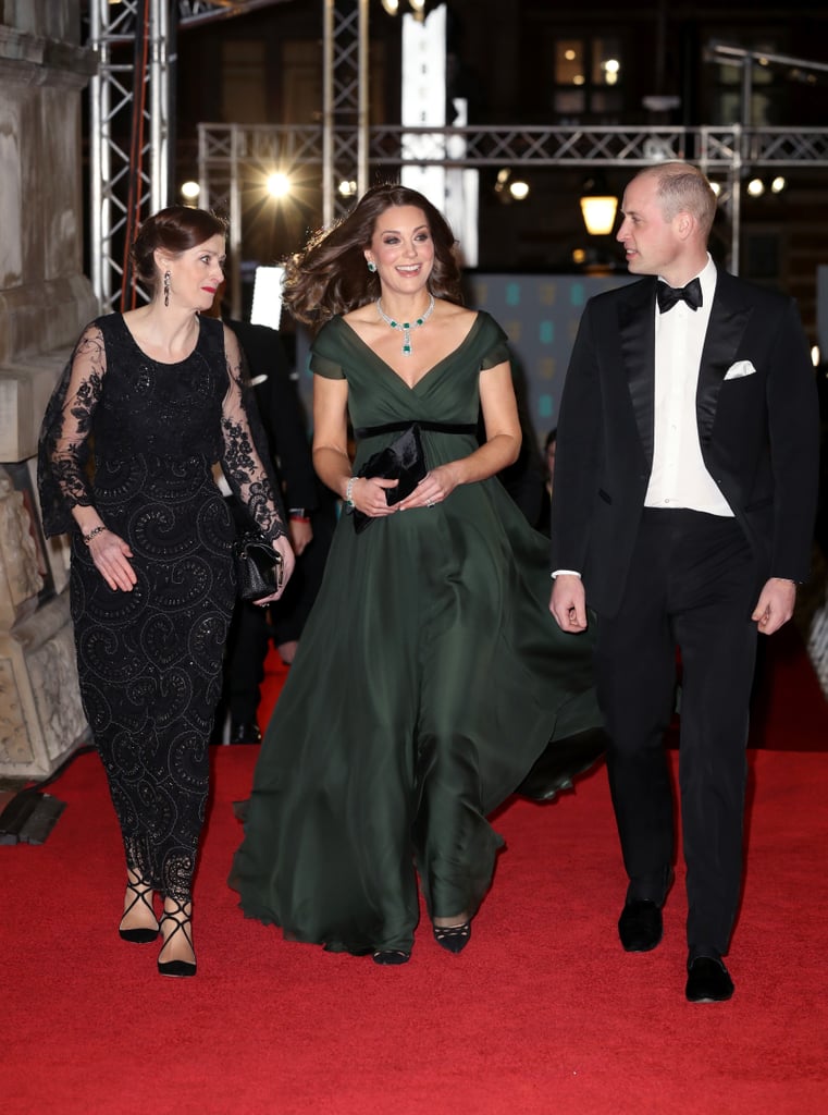 robe verte longue empire col en V Kate Middleton