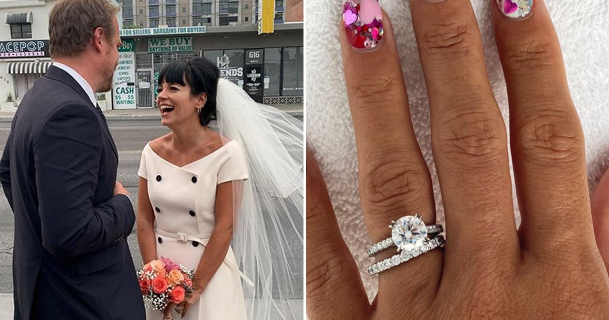 Lily Allen Is the Quintessential ’60s Bride, With an Engagement Ring and Wedding Band to Match