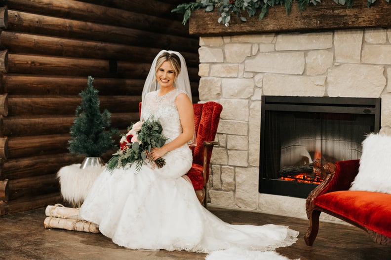 Your dress will look even lovelier next to the fireplace.