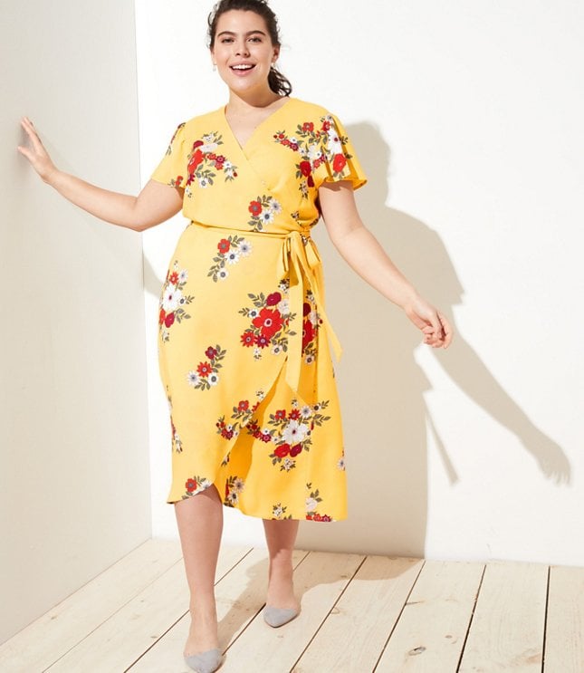 LOFT Plus Floral Flutter Wrap Dress