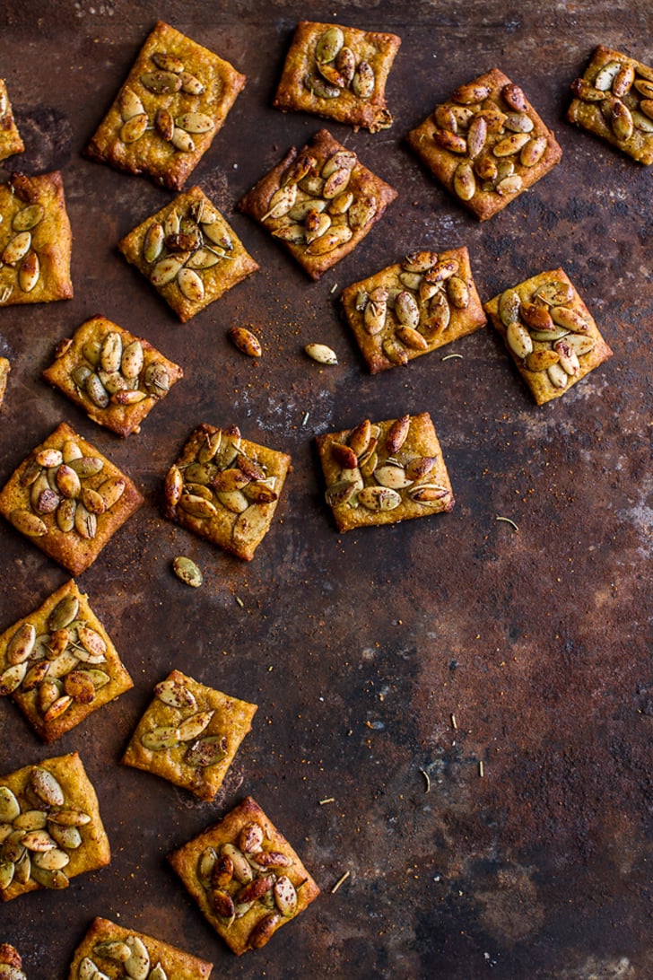 Make-Ahead Appetizer: Rosemary Cheddar Gorgonzola Pumpkin Seed Crackers