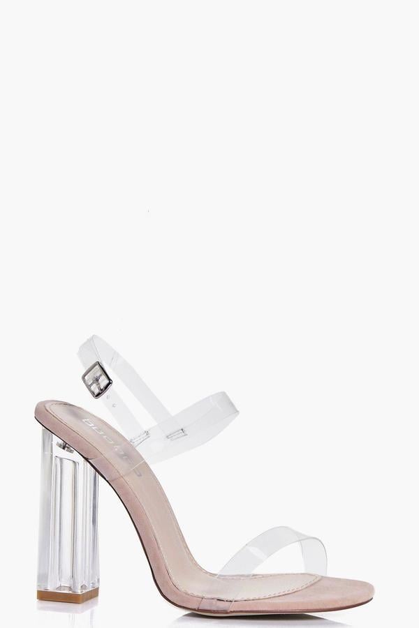 boohoo Charlotte Clear Block Heels