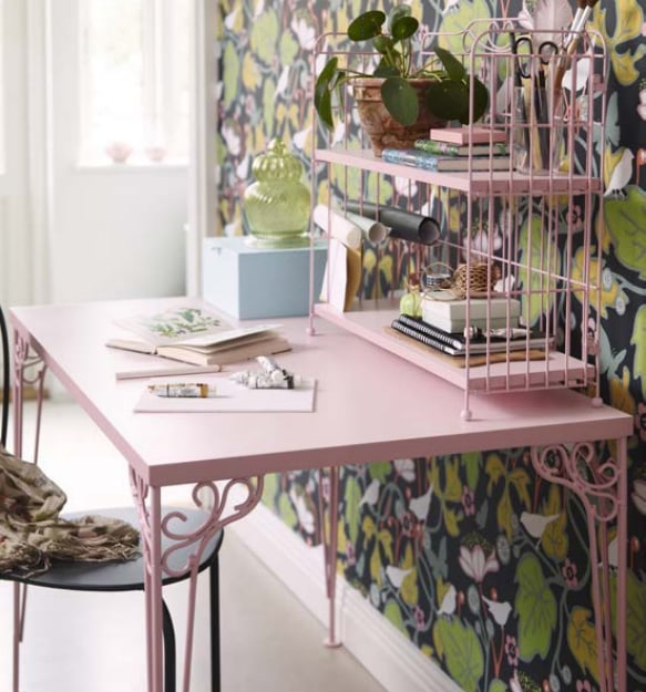 Available in white or powder pink, the Falkhöjden desk ($80) has charm to spare. Top it off with the add-on unit ($30) for extra office storage.