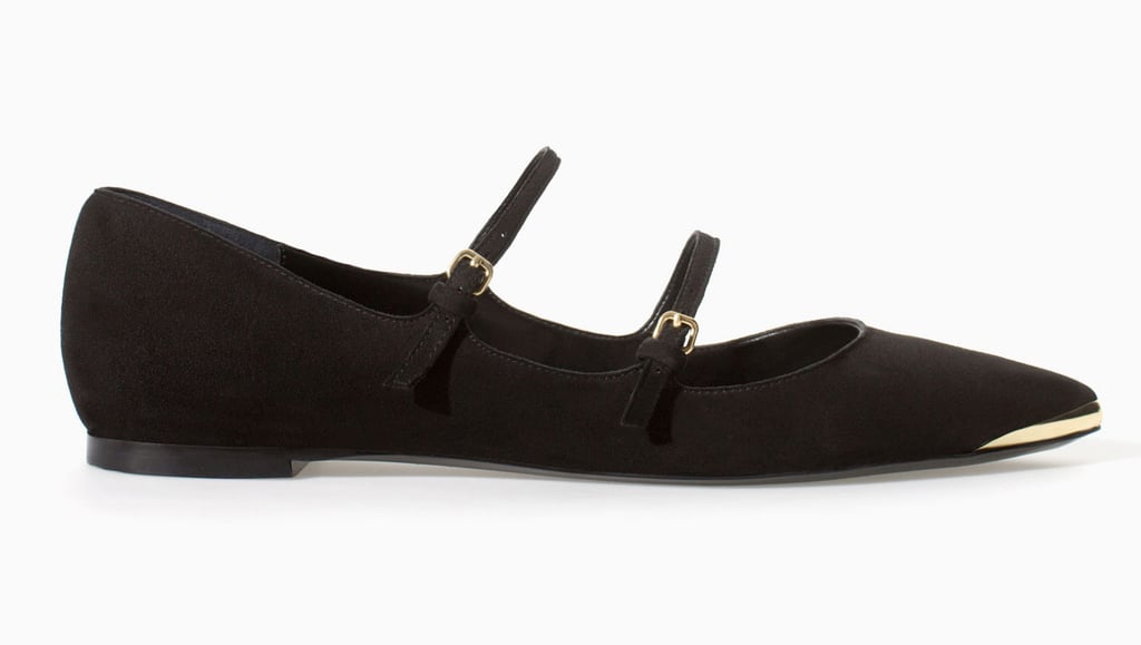 Zara double-strap Mary Jane pointy-toe ballet flats ($60)