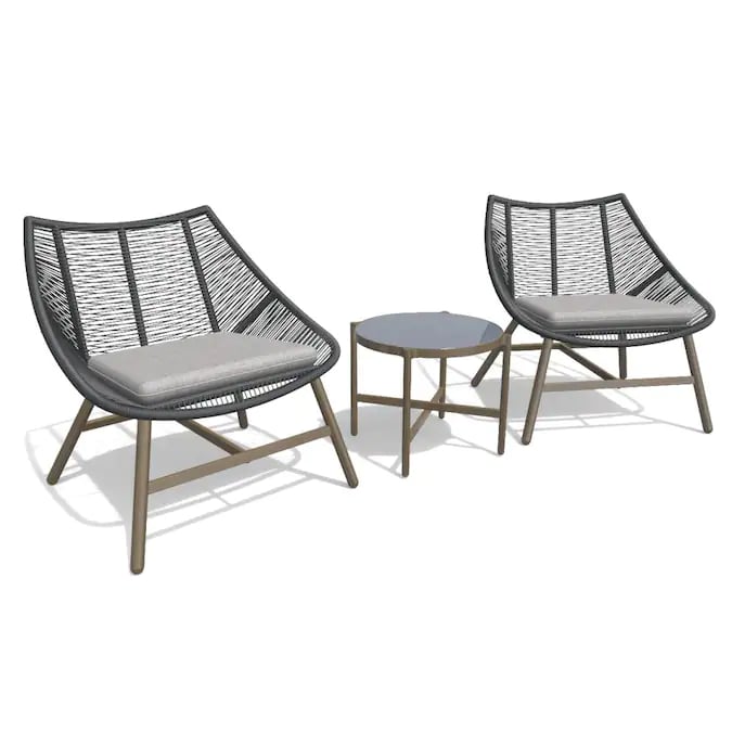 A Patio Set: Style Selections Wessex 3-Piece Metal Frame Patio Conversation Set with Cushions
