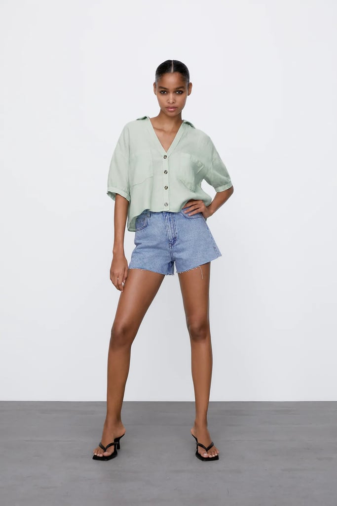 Zara High Rise Denim Shorts