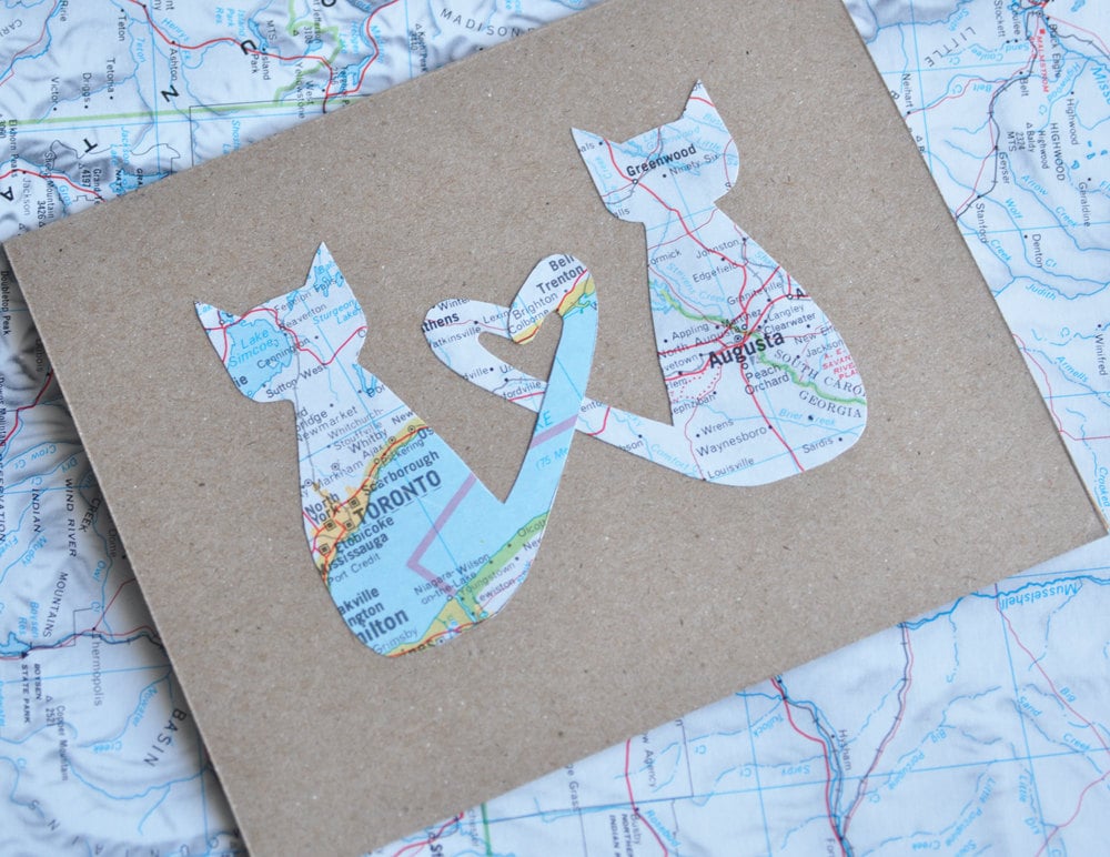 Mother’s Day Personalized Cat and Map Card