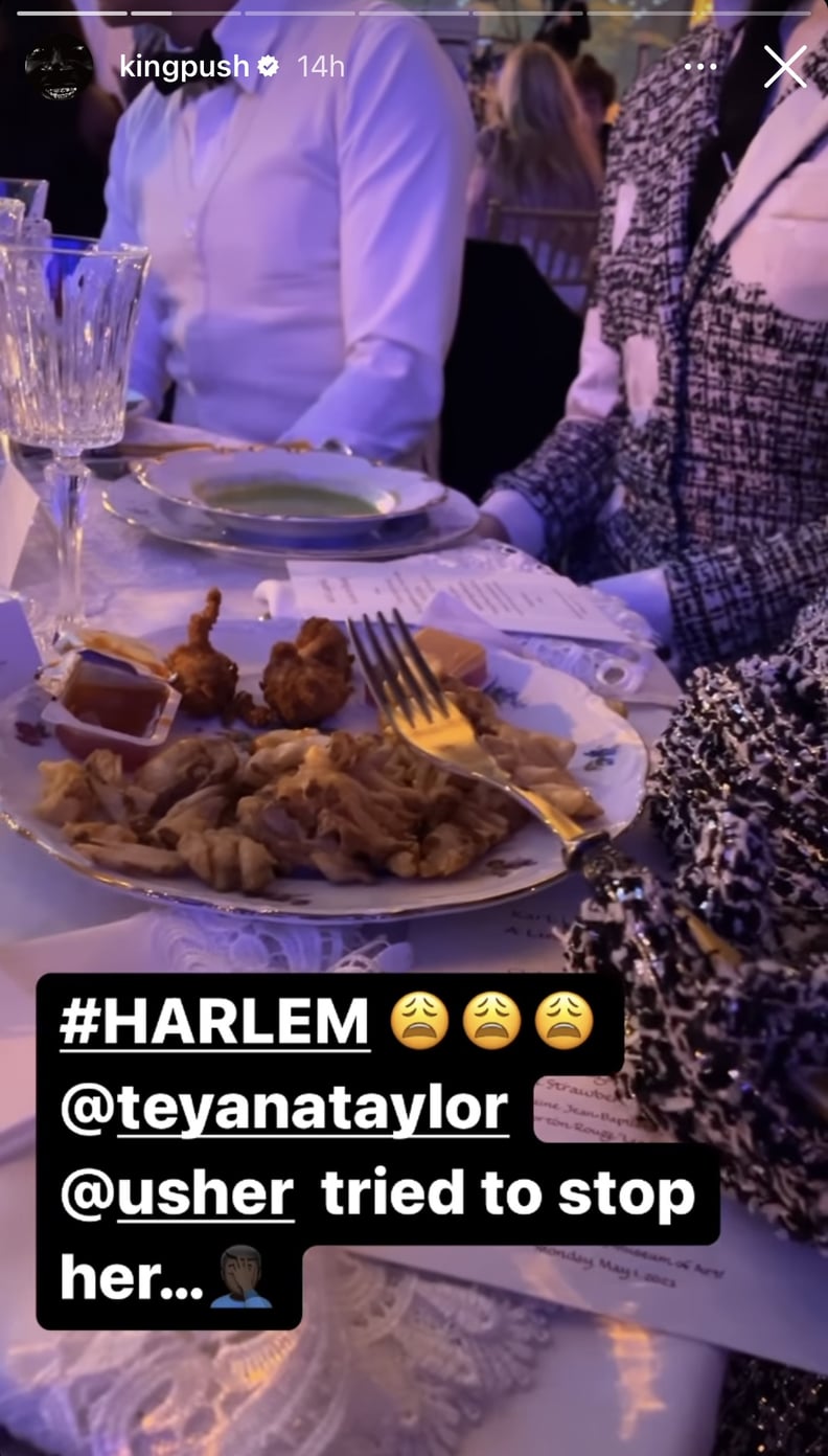 Teyana Taylor eating Chick-fil-A at the 2023 Met Gala.