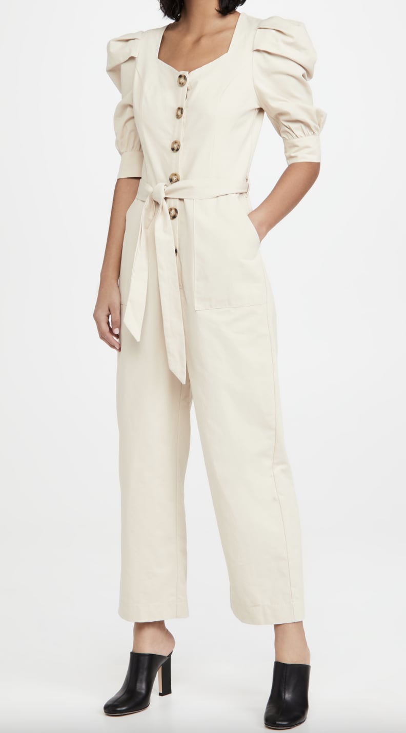 En Saison Cotton Poplin Jumpsuit with Puff Sleeves