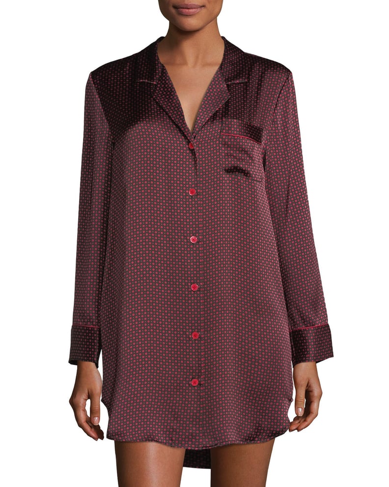 Neiman Marcus Dot-Print Silk Sleepshirt