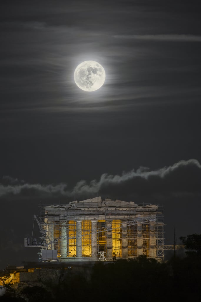 Supermoon Over the Acropolis (Athens, Greece)