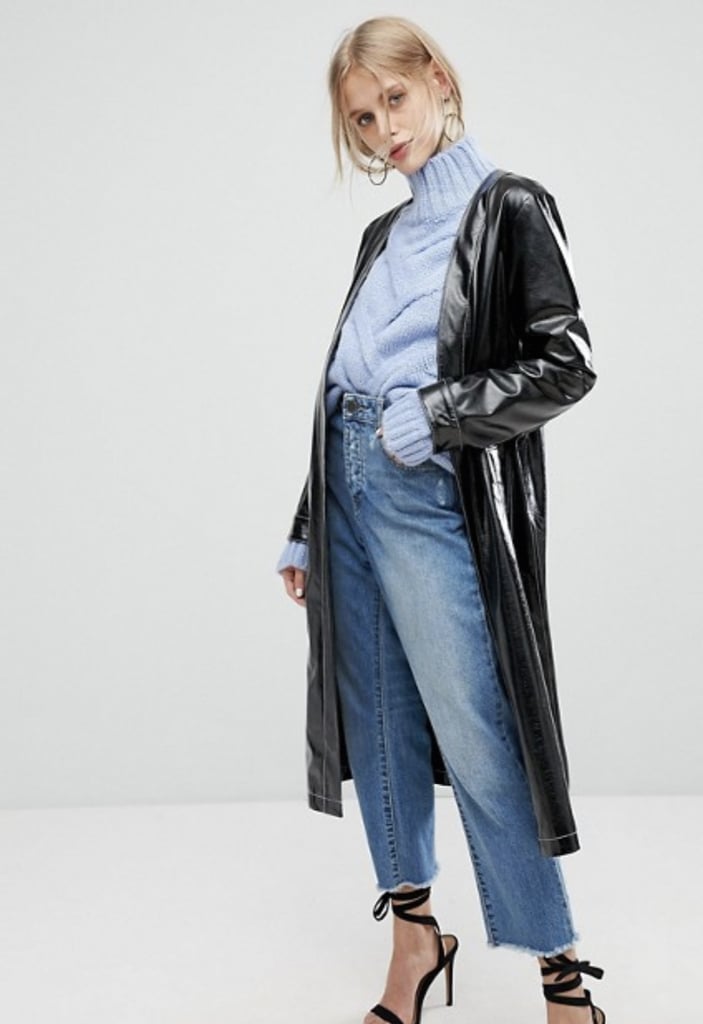 Current Air Vinyl Long Line Jacket with Belt