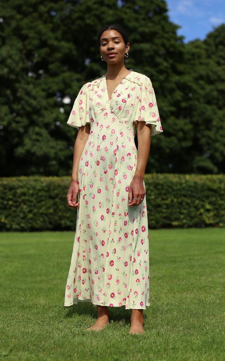 Rixo Bessie Floral Crepe Maxi Dress