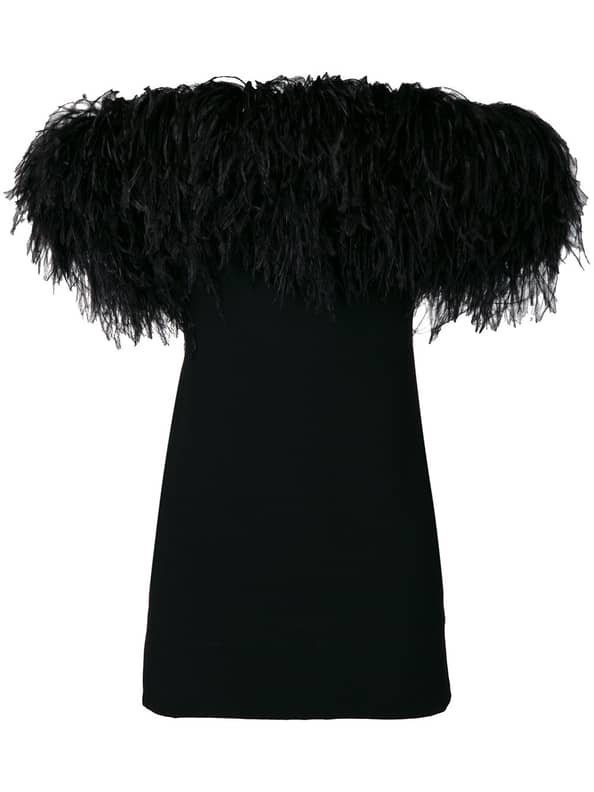 Ariana Grande Black Feather Dress at Oscars Afterparty 2018 POPSUGAR Fashion