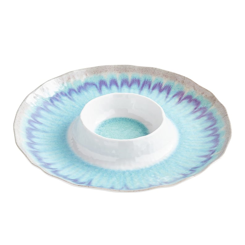 Sea Splash Turquoise Melamine Chip and Dip Set