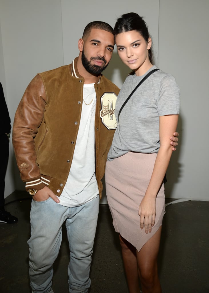 Drake showed off his luxe brown varsity jacket, posing with Kendall backstage.