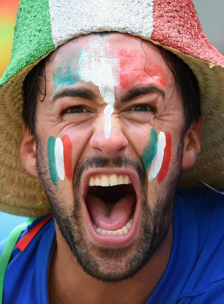 An Italy Fan Painted His Face To Get In The Spirit World Cup Fans 2014 Pictures Popsugar