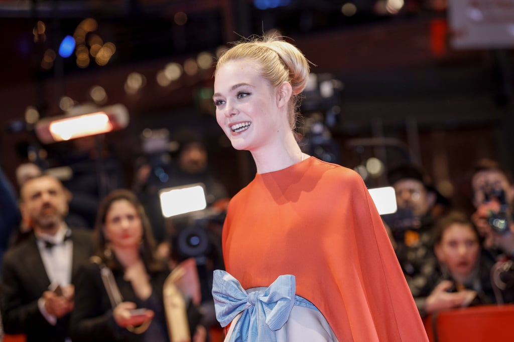 Elle Fanning Wearing Red and White Valentino Dress