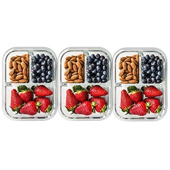 6-Pack] Glass Meal Prep Containers 3 Compartment with Lids, Glass Lunch  Containers,Food Storage Lunch Box,Bento Box, Microwave, Oven, Freezer,  Dishwasher (36 o…