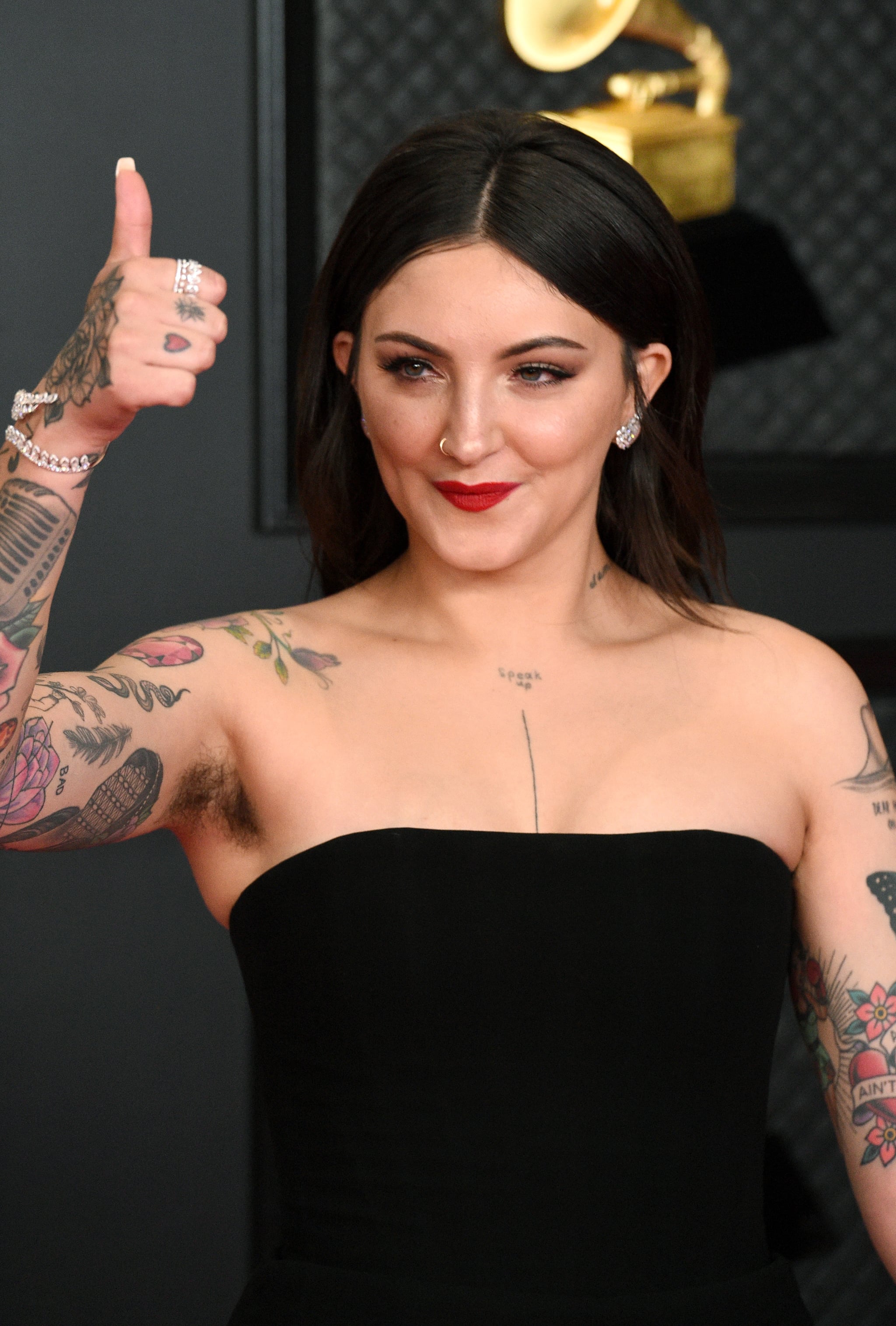 LOS ANGELES, CALIFORNIA - MARCH 14: Julia Michaels attends the 63rd Annual GRAMMY Awards at Los Angeles Convention Centre on March 14, 2021 in Los Angeles, California. (Photo by Kevin Mazur/Getty Images for The Recording Academy )