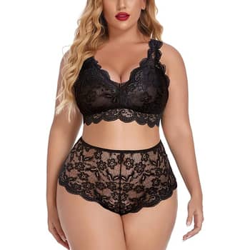 Plus Size Lingerie Set For Women Sexy Lace Halter Bralette High Waist Panty  Set Sexy Womens Lingerie Costumes, Blue, Large : : Clothing, Shoes  & Accessories
