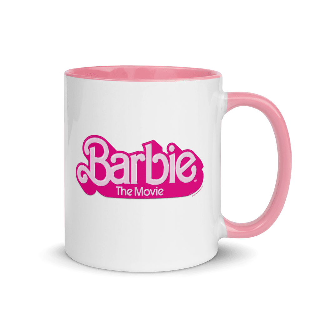 芭比电影标志粉红色的杯子