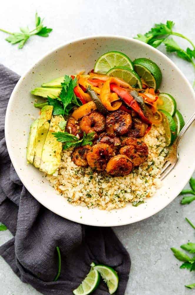 Chili Lime Shrimp Fajita Bowls